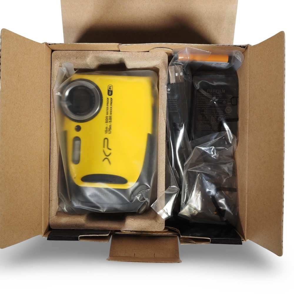 Fujifilm FinePix XP80 16.4MP Yellow Waterproof Digital Camera WiFi NEW Open Box